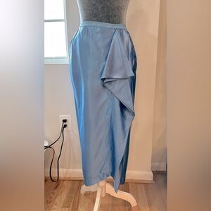 NWT Rick Owens Grace Split Front Draped Satin Skirt Blue IT42